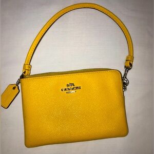 Coach Yellow Leather Zip Wristlet
